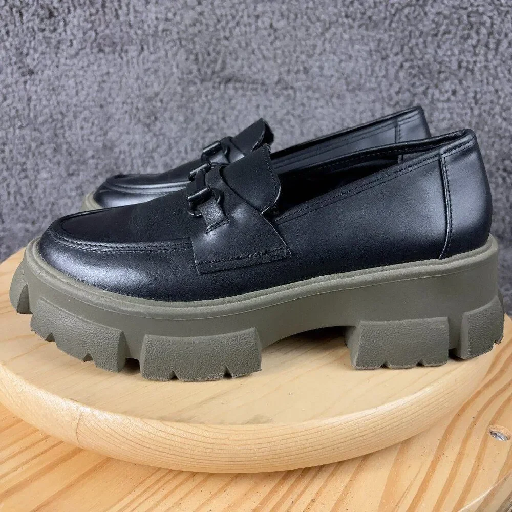 Steve Madden Shoes Trifecta Y2K Women Size 8 Leather Black Green Chunky Platform